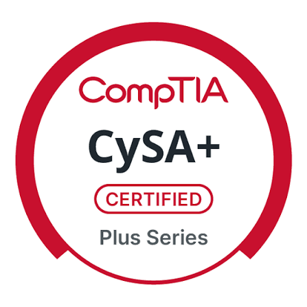 CySA+ certification badge issued by CompTIA